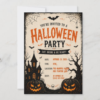 Halloween-feest uitnodiging Spooky Geheime Huis Pu