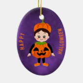 Halloween Feest voor Kinderen Pompoen Keramisch Ornament (Achterkant)