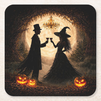 Halloween Feest Wijn Thema  Vierkante Kartonnen Onderzetter