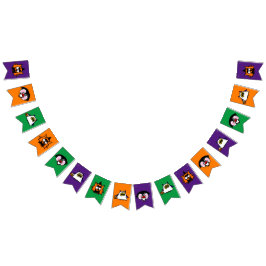 Halloween-feestbanner met Heks, Geest en Vampier Vlaggetjes