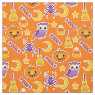 Halloween Feestelijke Patroon Oranje Achtergrond Stof