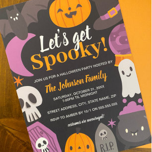 Halloween Feestje Laten We Schattig Spelen Kaart