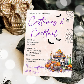 Halloween Feestkostuums & Cocktails Uitnodiging