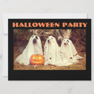 HALLOWEEN FEESTUITNODIGING, HONDEN ALS GEESTEN KAART