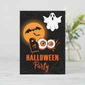 Halloween Feestuitnodiging met Ghost Boo en Moon Kaart (Staand voorkant)