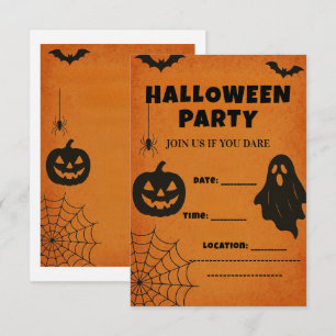 Halloween-feestuitnodiging Spooky pictogrammen Bedankkaart