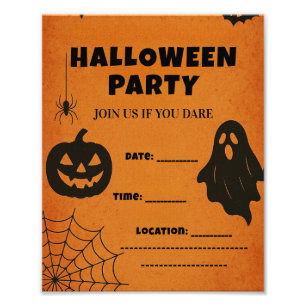  Halloween-feestuitnodiging   Spooky pictogrammen Foto Afdruk
