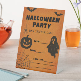  Halloween-feestuitnodiging | Spooky pictogrammen Reclamebord Met Voetstuk