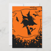 Halloween-feestuitnodigingen met pompoen en heks kaart (Achterkant)