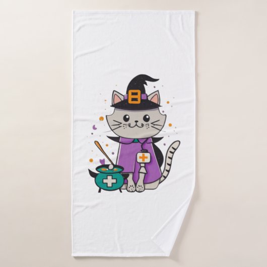 Halloween Feline Hero One Spooky Nurse Cat (Serviette de bain)