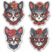 Halloween Feline Sugar Skull Collectie Sticker (Voorkant)