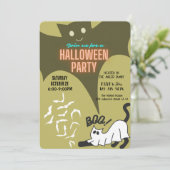 Halloween fêter chat invitations personnalisées (Debout devant)