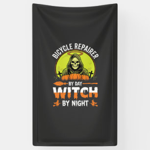 Halloween Fietshersteller Overdag Heks 's Nachts Spandoek
