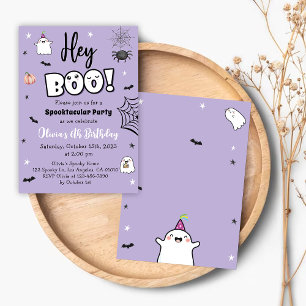 Halloween Fille Anniversaire Invitation pourpre mo