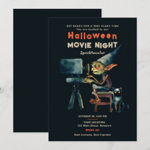 Halloween Film Night Gremlin Zwart Kat Zwart Chic Kaart