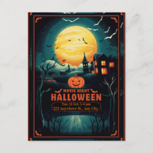 Halloween Filmnacht Poster Feestdagenkaart