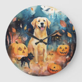 Halloween Fins lup met pompoenen eng Grote Klok (Voorkant)