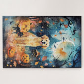 Halloween Fins lup met pompoenen eng Legpuzzel (Horizontaal)