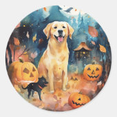 Halloween Fins lup met pompoenen eng Ronde Sticker (Voorkant)