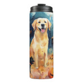 Halloween Fins lup met pompoenen eng Thermosbeker (Voorkant)