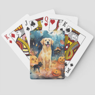 Halloween Finse Lappund Met Pompoenen Eng Pokerkaarten