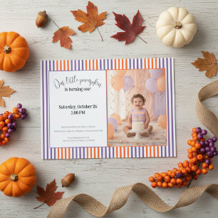 Halloween First Birthday Invitation Cute Pumpkin Kaart