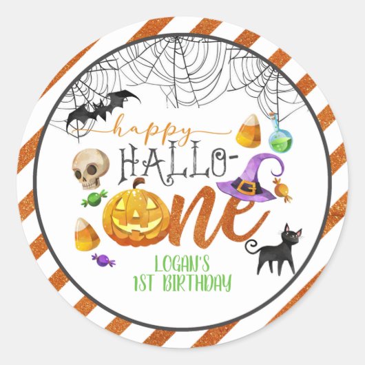 Halloween First Birthday Sticker - Aangepast (Voorkant)