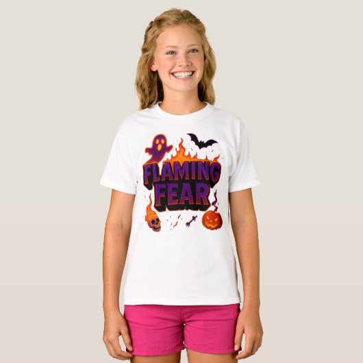 Halloween Flaming Angst Kleding Spooky Outfit T-shirt (Voorkant volledig)