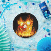 Halloween Flaming Skull Papieren Bordje (Feest)
