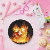 Halloween Flaming Skull Papieren Bordje (Feest)
