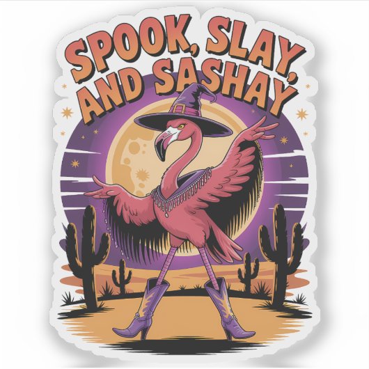 Halloween Flamingo Humor Sticker (Voorkant)