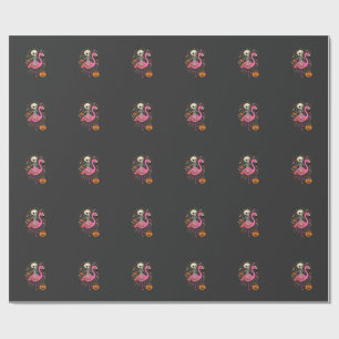 Halloween Flamingo Skelet Snoep Emmer Vector Afbee Cadeaupapier