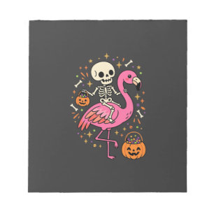 Halloween Flamingo Skelet Snoep Emmer Vector Afbee Notitieblok