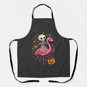 Halloween Flamingo Skelet Snoep Emmer Vector Afbee Schort