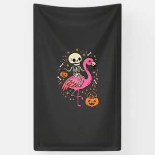 Halloween Flamingo Skelet Snoep Emmer Vector Afbee Spandoek