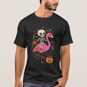 Halloween Flamingo Skelet Snoep Emmer Vector Afbee T-shirt