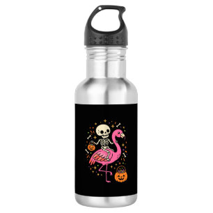 Halloween Flamingo Skelet Snoep Emmer Vector Afbee Waterfles