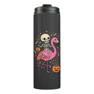 Halloween Flamingo Skelet Suiker Emmer Vector Afbe Thermosbeker