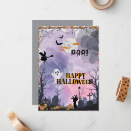 Halloween Flat Kaart – Spooky Wenskaart Notitiekaartje
