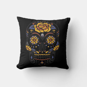 Halloween Floral Punk Sugar Skull Kussen