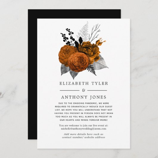 Halloween Floral Reduced Guest List Aankondiging (Voorkant / Achterkant)