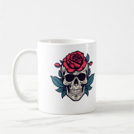 Halloween Floral Skull Roses Custom Name Tasse Koffiemok