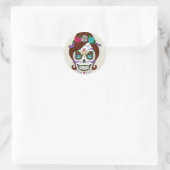 Halloween Floral Sugar Skull Classic Round Sticker (Tas)