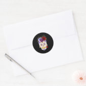Halloween Floral Sugar Skull Classic Round Sticker (Envelop)