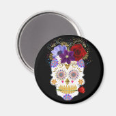 Halloween Floral Sugar Skull Magnet Magneet (Voorkant / Achterkant)
