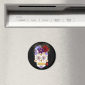 Halloween Floral Sugar Skull Magnet Magneet (Insitu (Vaatwasser))