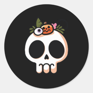 Halloween Floral Sugar Skull Ronde Sticker