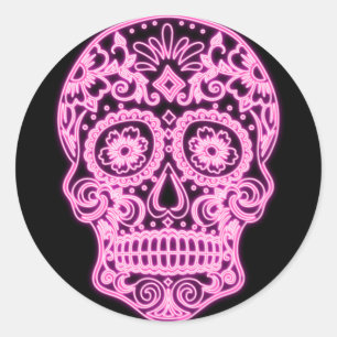 Halloween Floral Sugar Skull Ronde Sticker