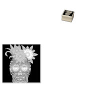 Halloween Floral Sugar Skull Rubber Stamp Rubberstempel (Gestempeld)