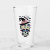 Halloween Flower Skull Glas (Achterkant)